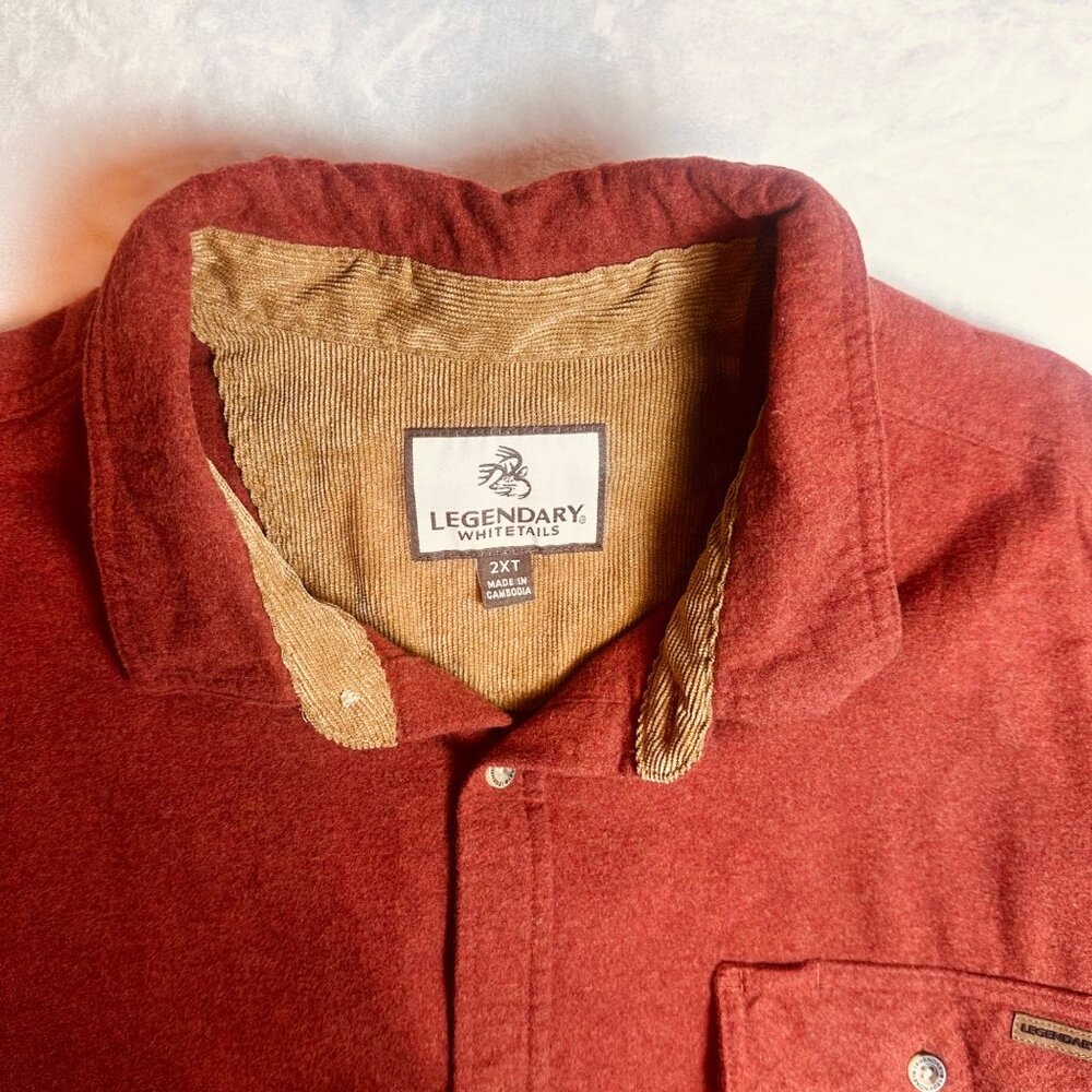 Legendary Whitetails 2XT Red Button-Up Shirt For Men 100% Cotton Long Sleeve Cor - Picture 2 of 11